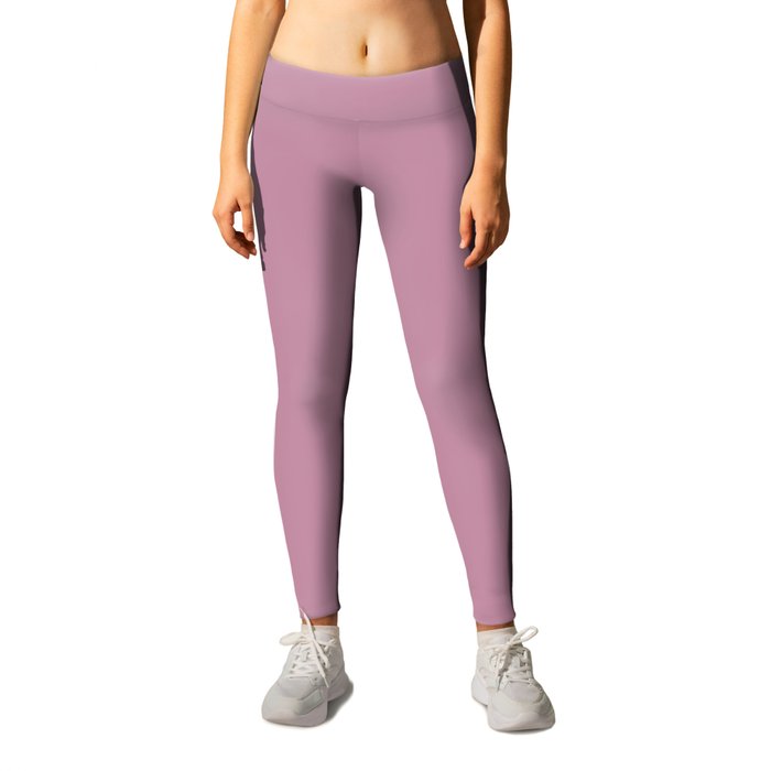 Mid-tone Muted Fuchsia Purple-Pink Solid Color PPG Winsome Rose PPG1044-5 - All One Shade Hue Colour Leggings