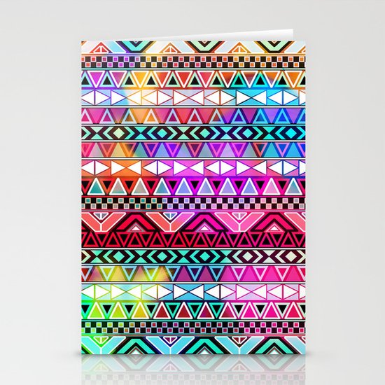 Neon Aztec | Purple Pink Neon Bright Andes Abstract Pattern Stationery Cards