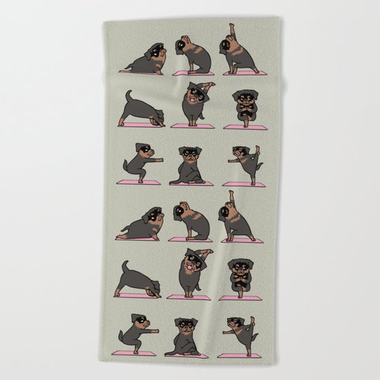 Rottweiler Yoga Beach Towel