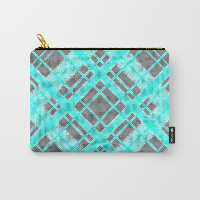 Turquoise and Grey Plaid Digital Chalk Pattern Carry-All Pouch by ...