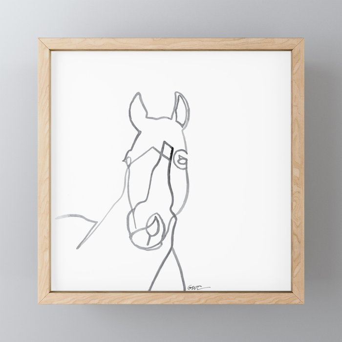 Horse Line Drawing Framed Mini Art Print