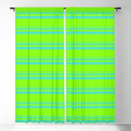 [ Thumbnail: Turquoise & Chartreuse Colored Stripes/Lines Pattern Blackout Curtain ]