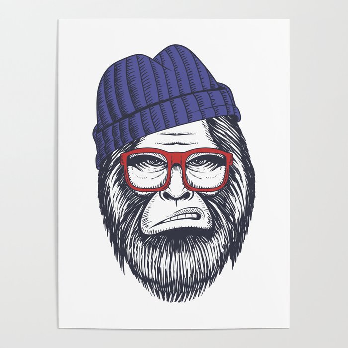 Hipster Sasquatch wearing sunglasses Poster