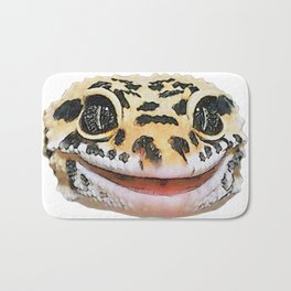 Leopard Gecko Face Reptilia Wise Smiling Dotted Skin Bath Mat | Dotted, Wise, Pet, Looking, Painting, Birthdaycake, Reptilia, Smiling, Cake, Reptile 