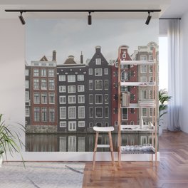 Buildings In Amsterdam City Picture | Dutch Canals Colorful Architecture Art Print | Europe Travel Photography Wall Mural