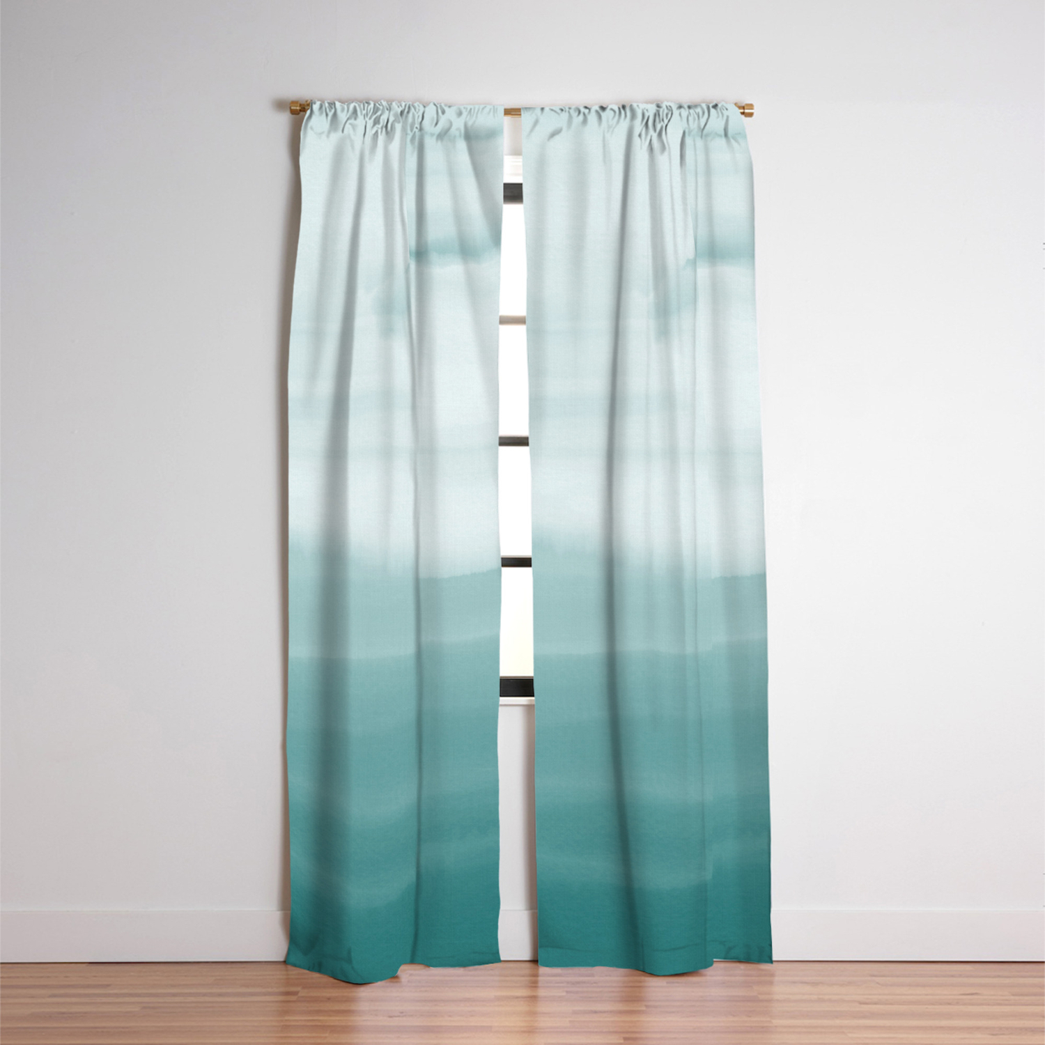 Ocean Sky Surf Waves Teal Blue Green Water Clouds Watercolor Painting Beach Bathroom Decor Blackout Curtain By Palmtreeprints Society6