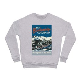 Blue Breckenridge Vintage Ski Poster Crewneck Sweatshirt
