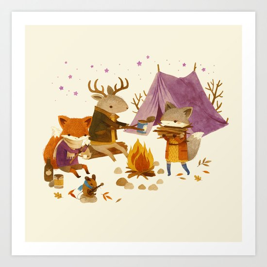 Critters: Fall Camping Art Print