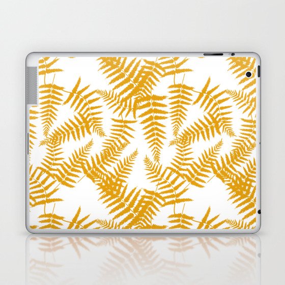 Mustard Silhouette Fern Leaves Pattern Laptop & iPad Skin