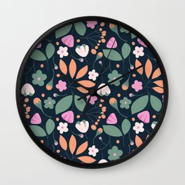 Fresh Florals - Pink and Orange Wall Clock