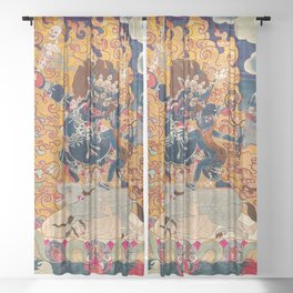 Buddhist Thangka depicting Yama  Sheer Curtain