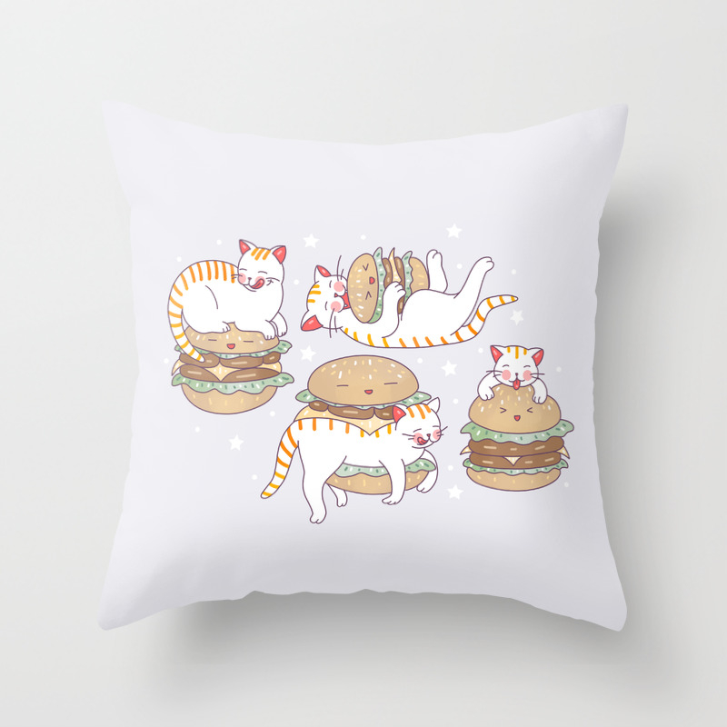 Cat Burgers Throw Pillow By Elenanaylor Society6