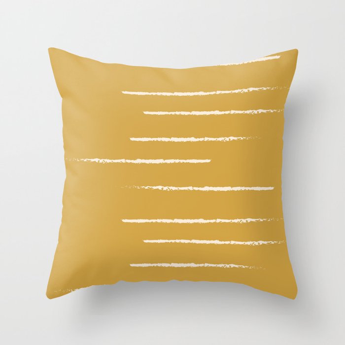 Warm Minimalism Stripe Mustard Beige Throw Pillow