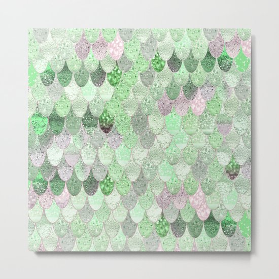 SUMMER MERMAID - GREEN & PINK Metal Print