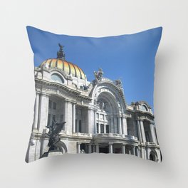Mexico Photography - White Palace Under The Blue Sky Throw Pillow