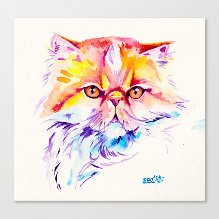 Persian Cat Watercolor Painting Canvas Print By Evei Society6