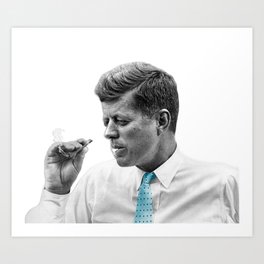 John F Kennedy Smoking Art Print