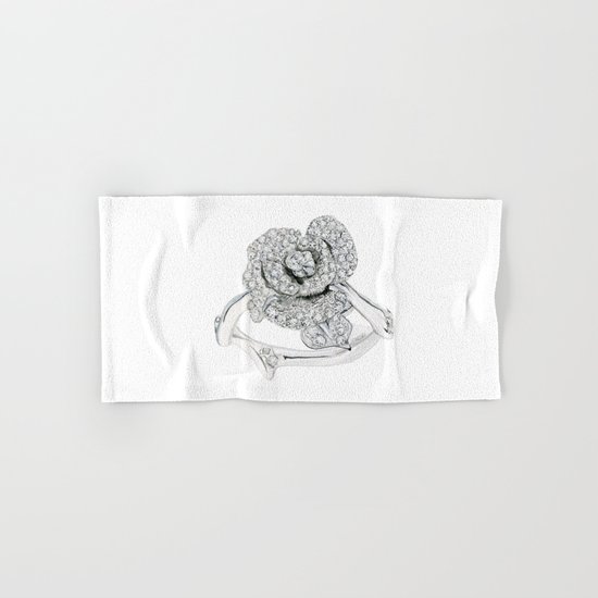 Silver Rose Ring Hand & Bath Towel