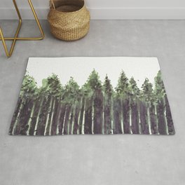 Aesthetic Pine Tree Forest Watercolor Area & Throw Rug
