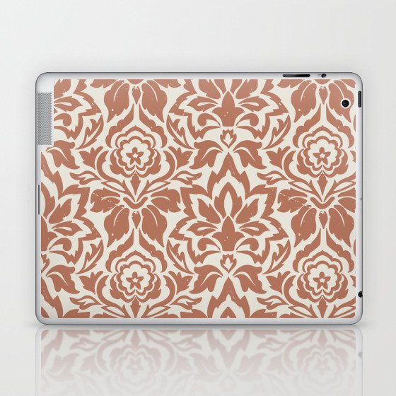 Floral Bohemian Pattern In Earthy Colors (Retro Vintage Aesthetic) Laptop & iPad Skin