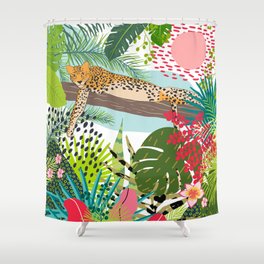 Colorful Jungle Cheetah Print Shower Curtain