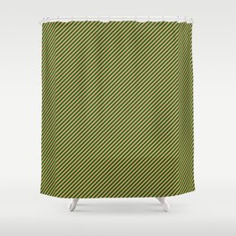 [ Thumbnail: Dark Salmon & Dark Green Colored Lines/Stripes Pattern Shower Curtain ]