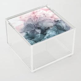Blush and Payne's Grey Flowing Abstract Painting Acrylic Box