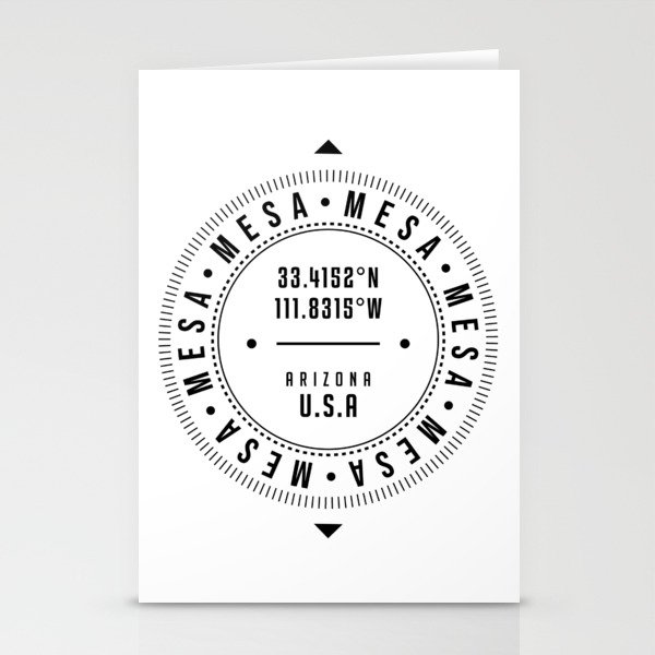 Mesa, Arizona, USA - 1 - City Coordinates Typography Print - Classic, Minimal Stationery Cards