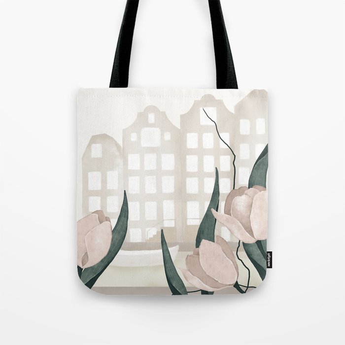 Amsterdam Canal Tulips Tote Bag