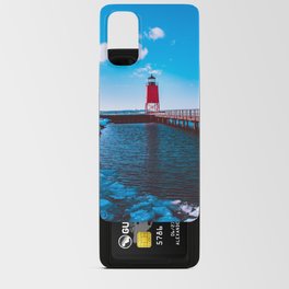 Winter day at the Charlevoix Michigan Lighthouse Android Card Case