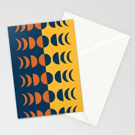 Moon Phases 12 in Navy Orange Mustard Gold Theme Stationery Card
