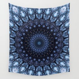 Dark and light blue mandala Wall Tapestry