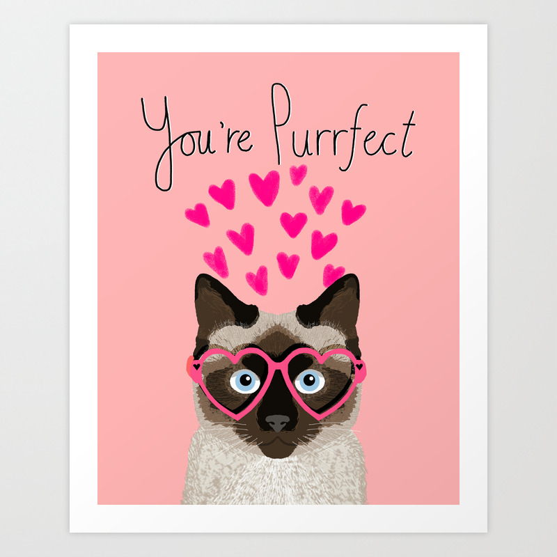 Siamese Cat Valentines Day Gift For Cat Lady Love Heart Romantic