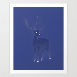 Purple Deer in the Mist Art Print