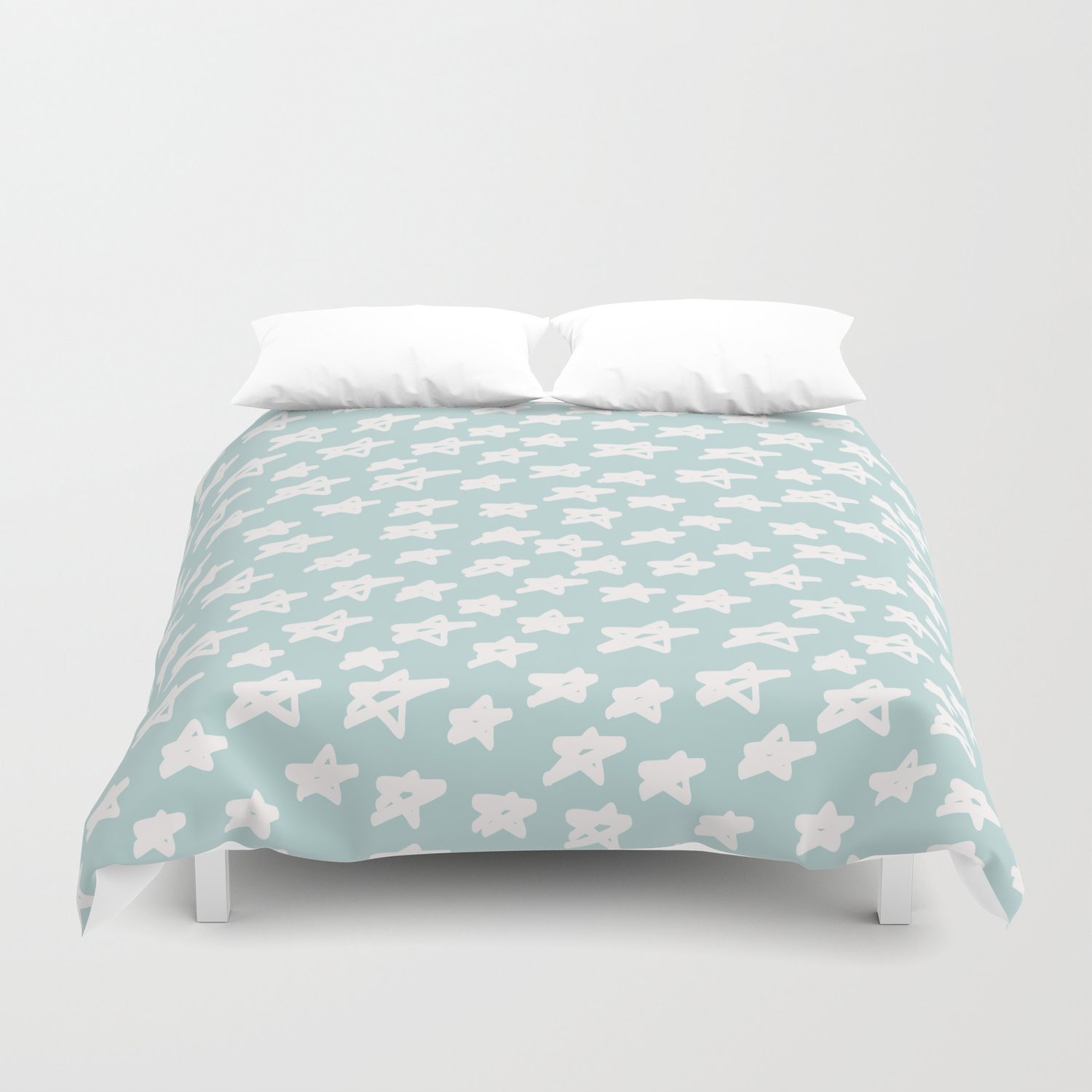 Stars On Mint Background Duvet Cover By Lavieclaire Society6