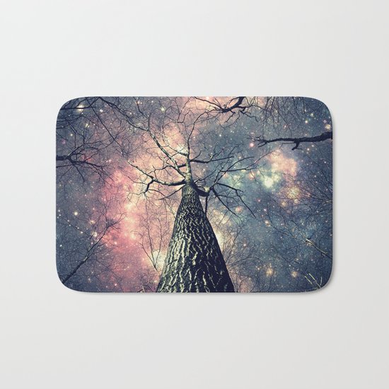 Wintry Trees Galaxy Skies Bath Mat