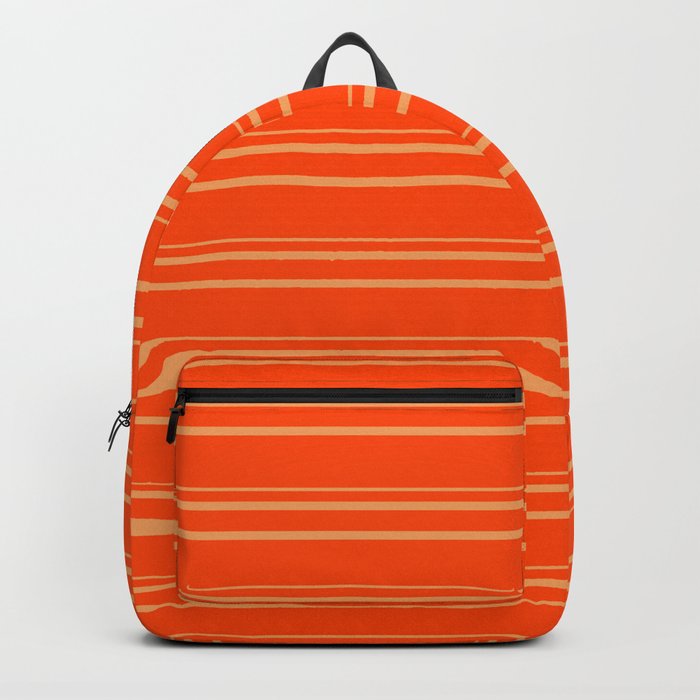 Red and Brown Colored Lines Pattern Backpack