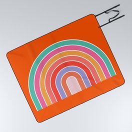 Rainbow Retro Art Orange Picnic Blanket