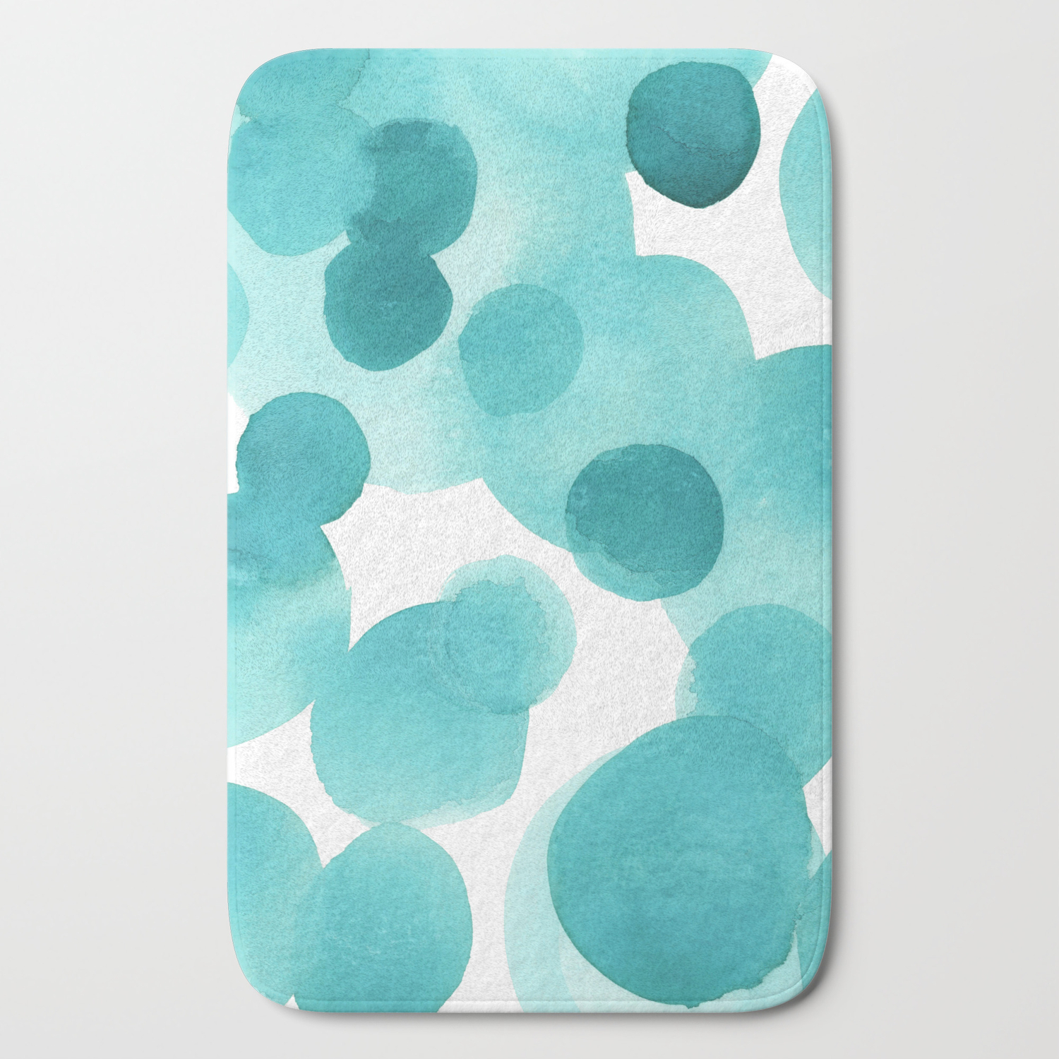 Aqua Bubbles Abstract Turquoise Watercolor Painting Bath Mat By Pemberleyjones Society6