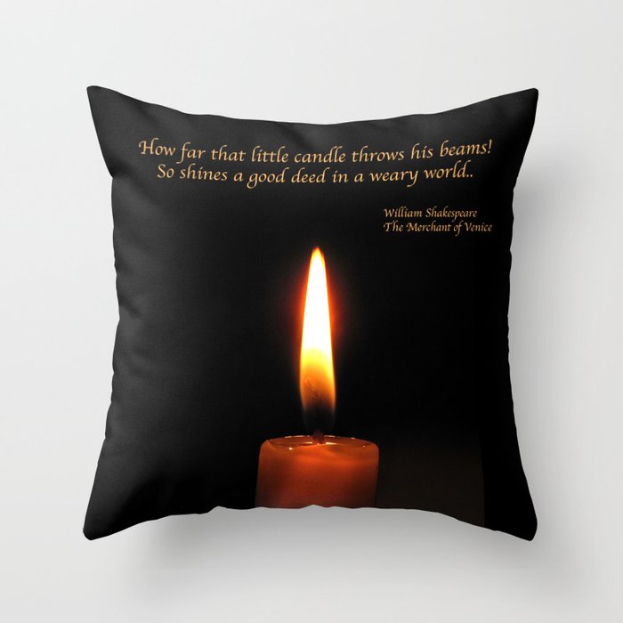 Shakespeare Candle Flame Throw Pillow