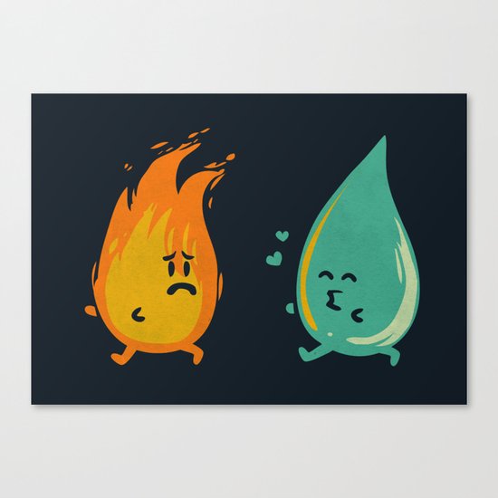 Impossible Love (fire and water kiss) Canvas Print