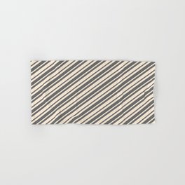 [ Thumbnail: Beige and Dim Gray Colored Lines/Stripes Pattern Hand & Bath Towel ]