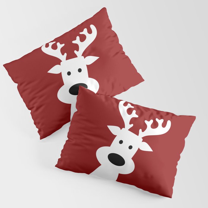Reindeer on red background Pillow Sham