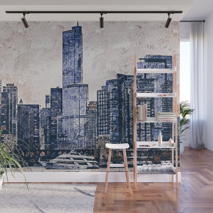Chicago Skyline Wall Mural by AM Fine Art Prints Society6