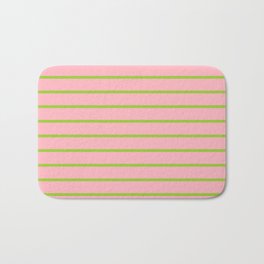 [ Thumbnail: Light Pink and Green Colored Lines/Stripes Pattern Bath Mat ]