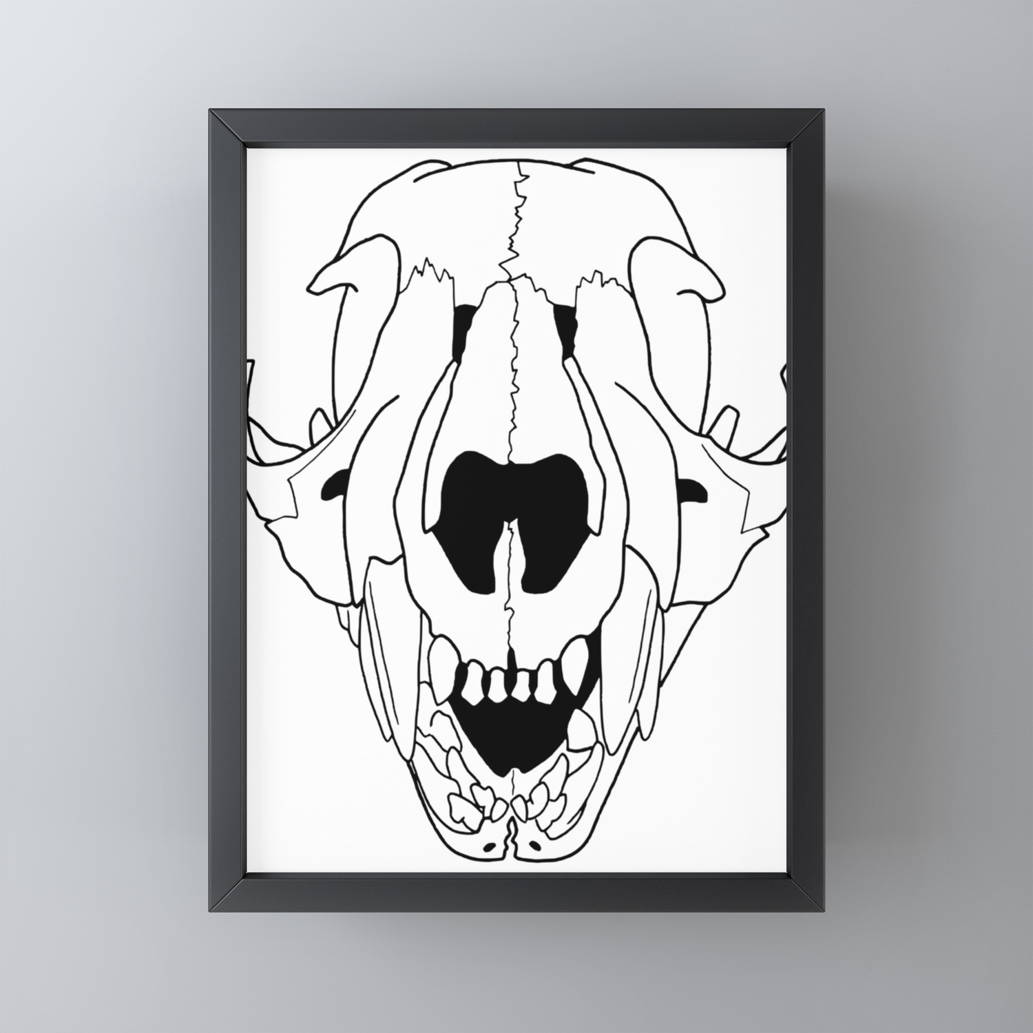 Baby Cougar Skull Baby Teeth Transparent Line Art Framed Mini Art Print By Rootinspirations Society6