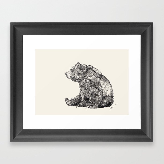 Bear // Graphite Framed Art Print