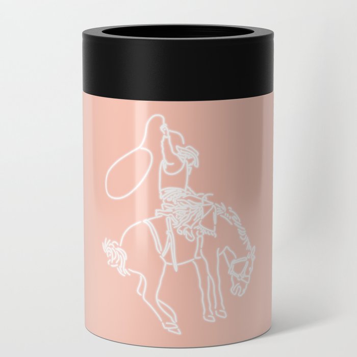 Neon Cowboy Rodeo in White Can Cooler