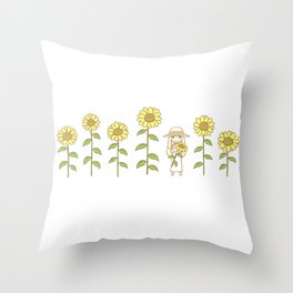 Sunflower Girl Throw Pillow