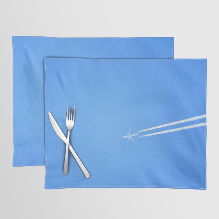 Contrails | Airplane in the Sky | Minimalist Travel Photography Placemat